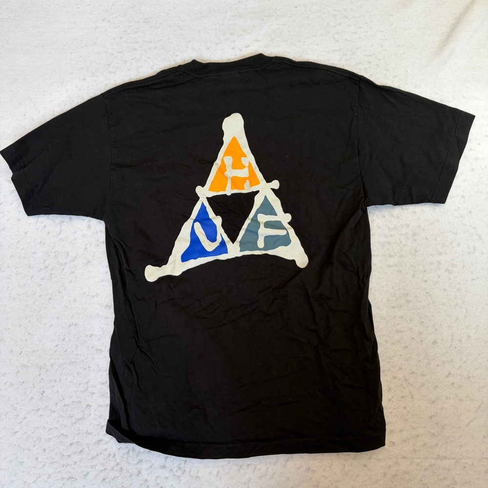 HUF Graphic T-Shirt Mens Medium Black Triple Triangle Skateboarding